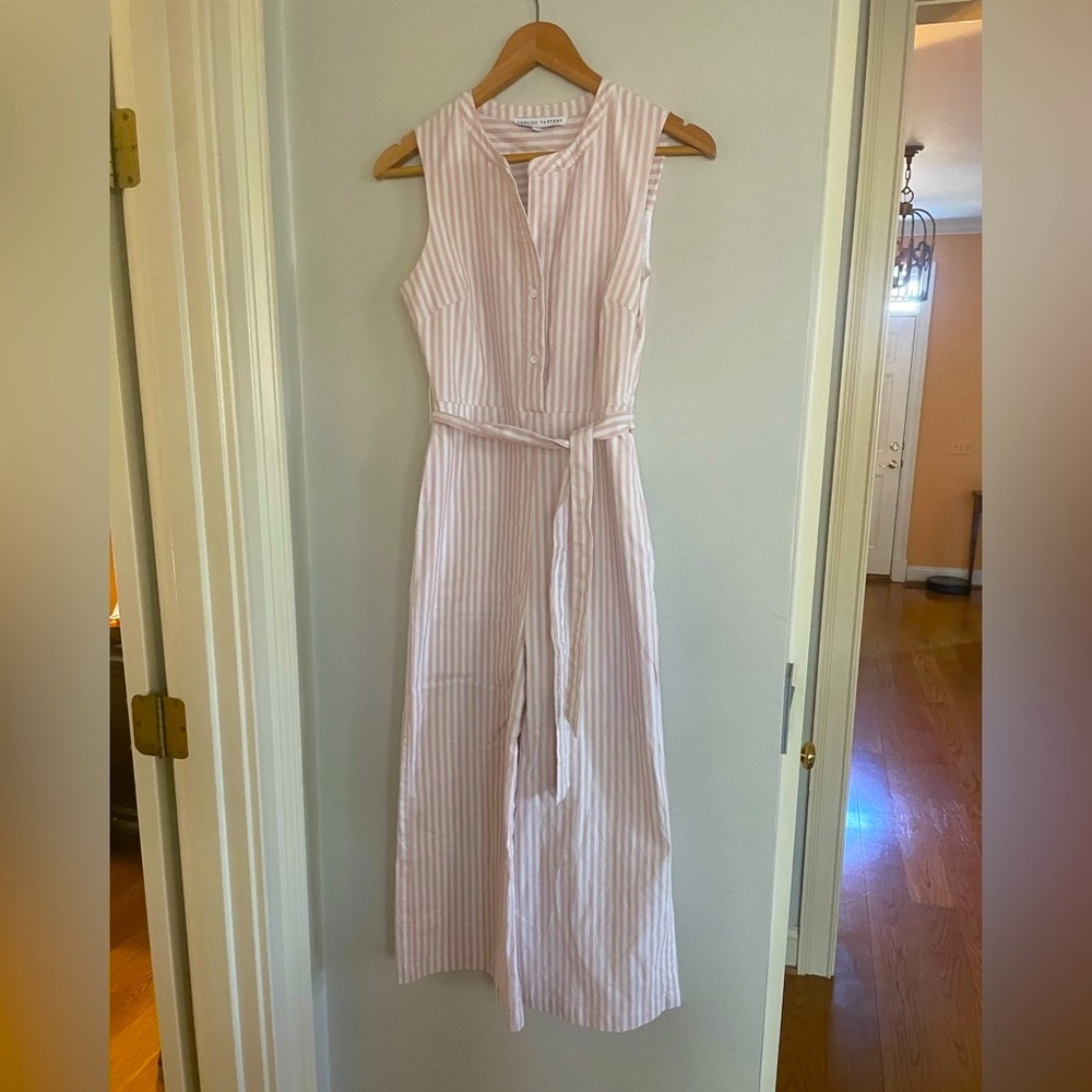 English Factory White and Pink Striped Cotton Jumper size xs